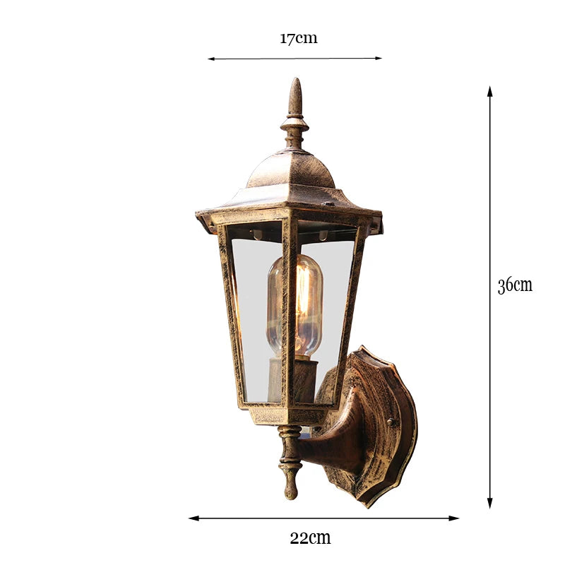 (WECUS) Lampada da parete per esterni retrò in stile europeo Lampada da balcone Lampada da giardino impermeabile Lampada da portico vintage per esterni