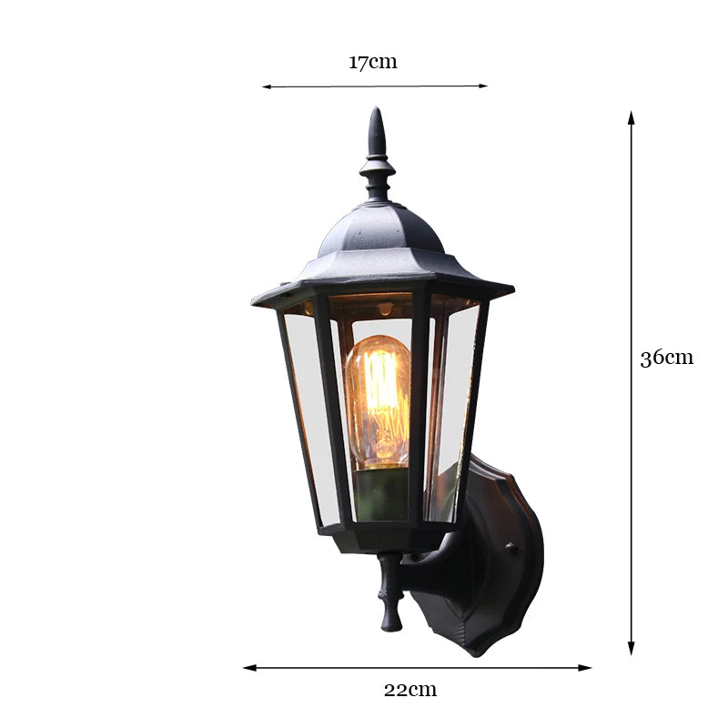 (WECUS) Lampada da parete per esterni retrò in stile europeo Lampada da balcone Lampada da giardino impermeabile Lampada da portico vintage per esterni