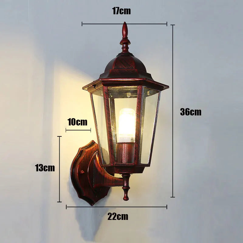 (WECUS) Lampada da parete per esterni retrò in stile europeo Lampada da balcone Lampada da giardino impermeabile Lampada da portico vintage per esterni