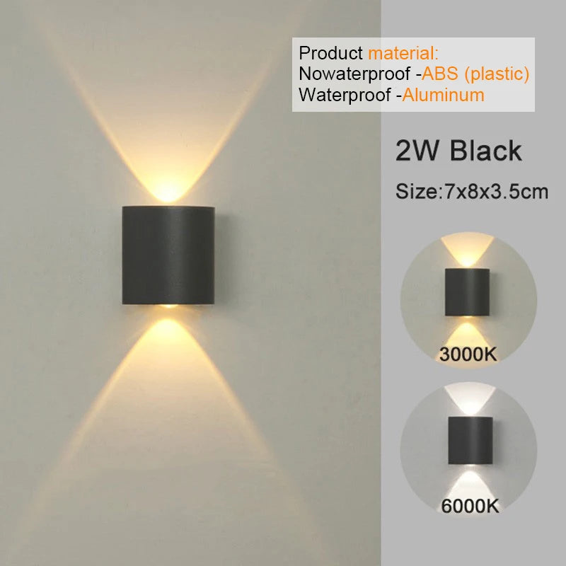 Applique da parete a LED Lampada moderna per interni ed esterni, luci bianche per montaggio a parete su e giù per l'arredamento della camera da letto del corridoio del soggiorno
