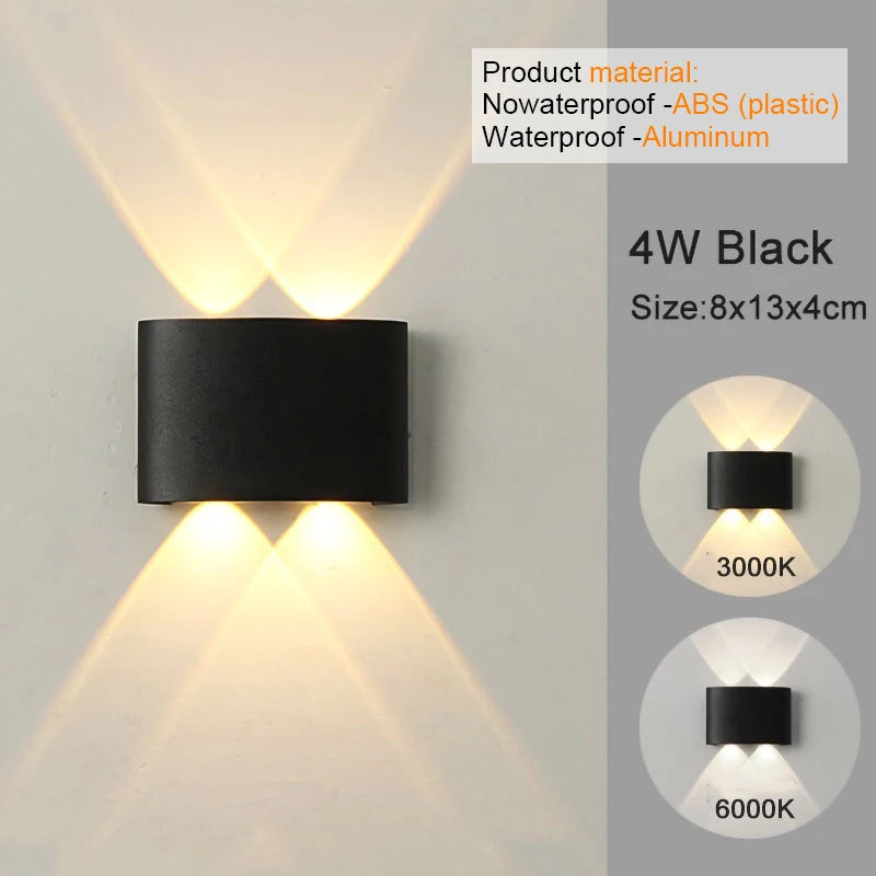 Applique da parete a LED Lampada moderna per interni ed esterni, luci bianche per montaggio a parete su e giù per l'arredamento della camera da letto del corridoio del soggiorno