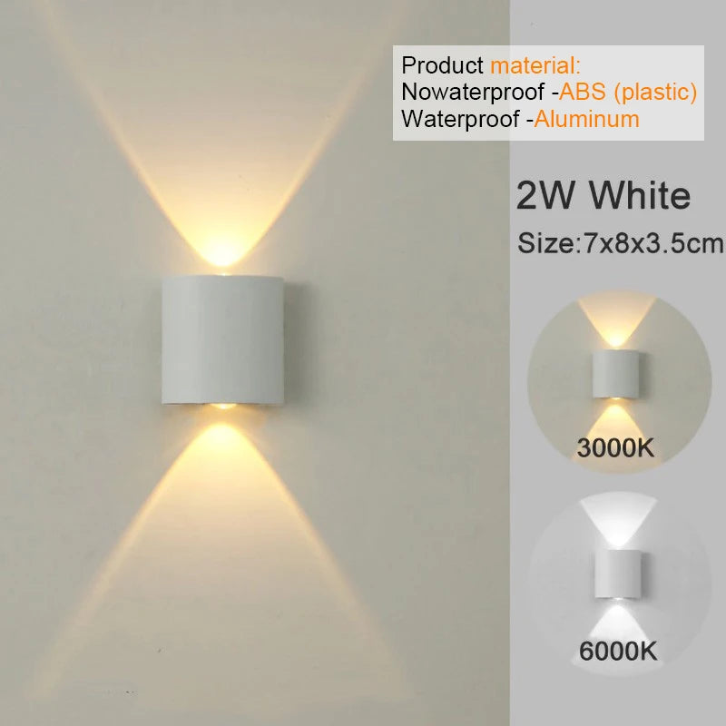 Applique da parete a LED Lampada moderna per interni ed esterni, luci bianche per montaggio a parete su e giù per l'arredamento della camera da letto del corridoio del soggiorno