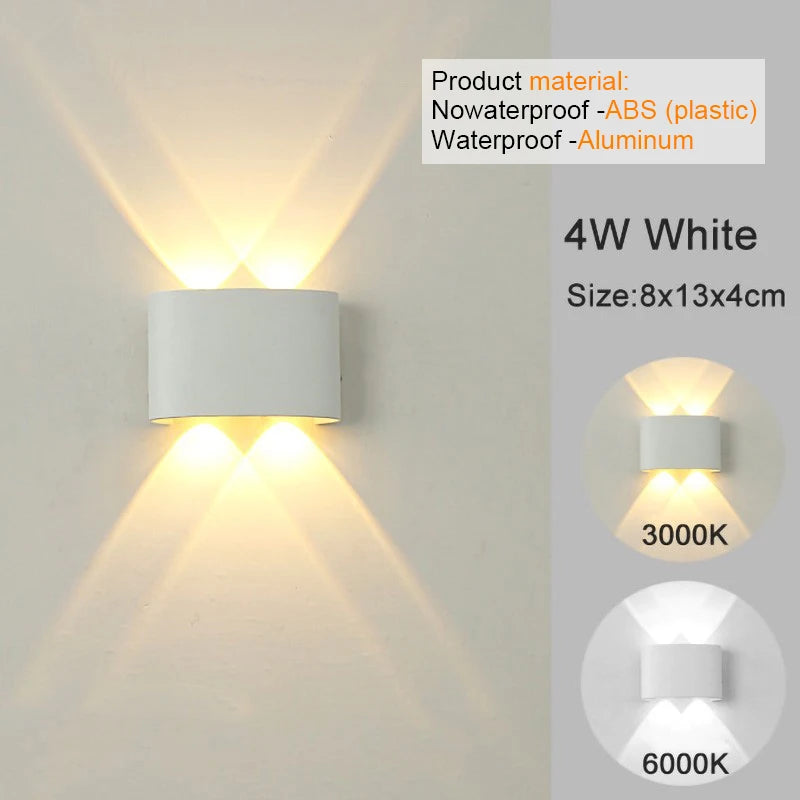 Applique da parete a LED Lampada moderna per interni ed esterni, luci bianche per montaggio a parete su e giù per l'arredamento della camera da letto del corridoio del soggiorno