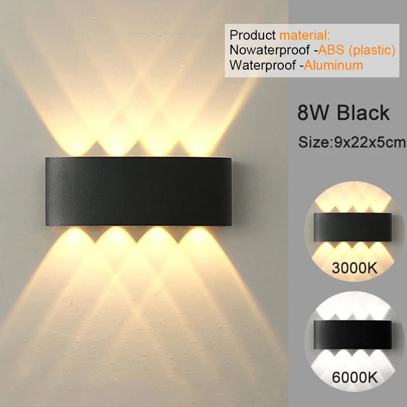 Applique da parete a LED Lampada moderna per interni ed esterni, luci bianche per montaggio a parete su e giù per l'arredamento della camera da letto del corridoio del soggiorno