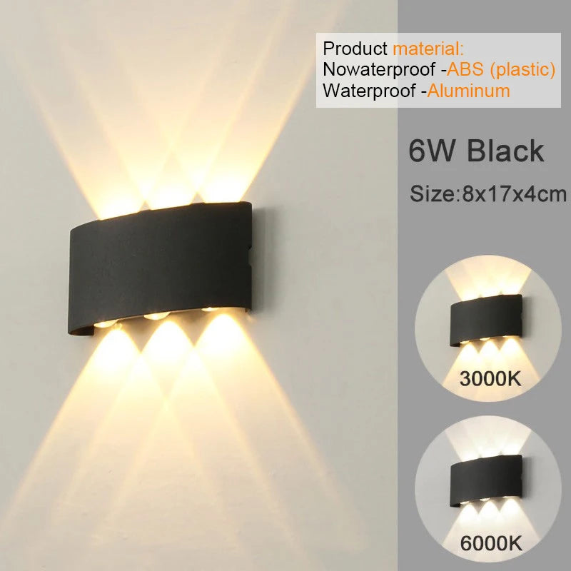 Applique da parete a LED Lampada moderna per interni ed esterni, luci bianche per montaggio a parete su e giù per l'arredamento della camera da letto del corridoio del soggiorno