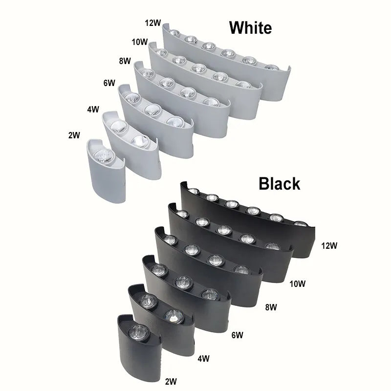 Applique da parete a LED Lampada moderna per interni ed esterni, luci bianche per montaggio a parete su e giù per l'arredamento della camera da letto del corridoio del soggiorno